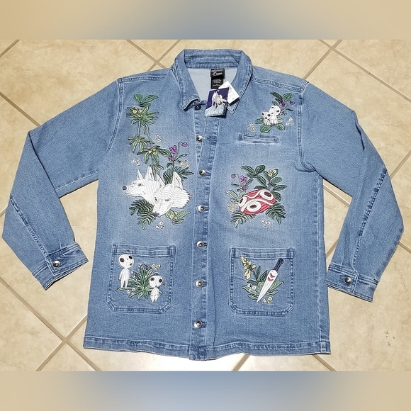 Our Universe Jackets & Blazers - Our Universe Studio Ghibli Princess Mononoke Icons Denim Chore Jacket (Medium)